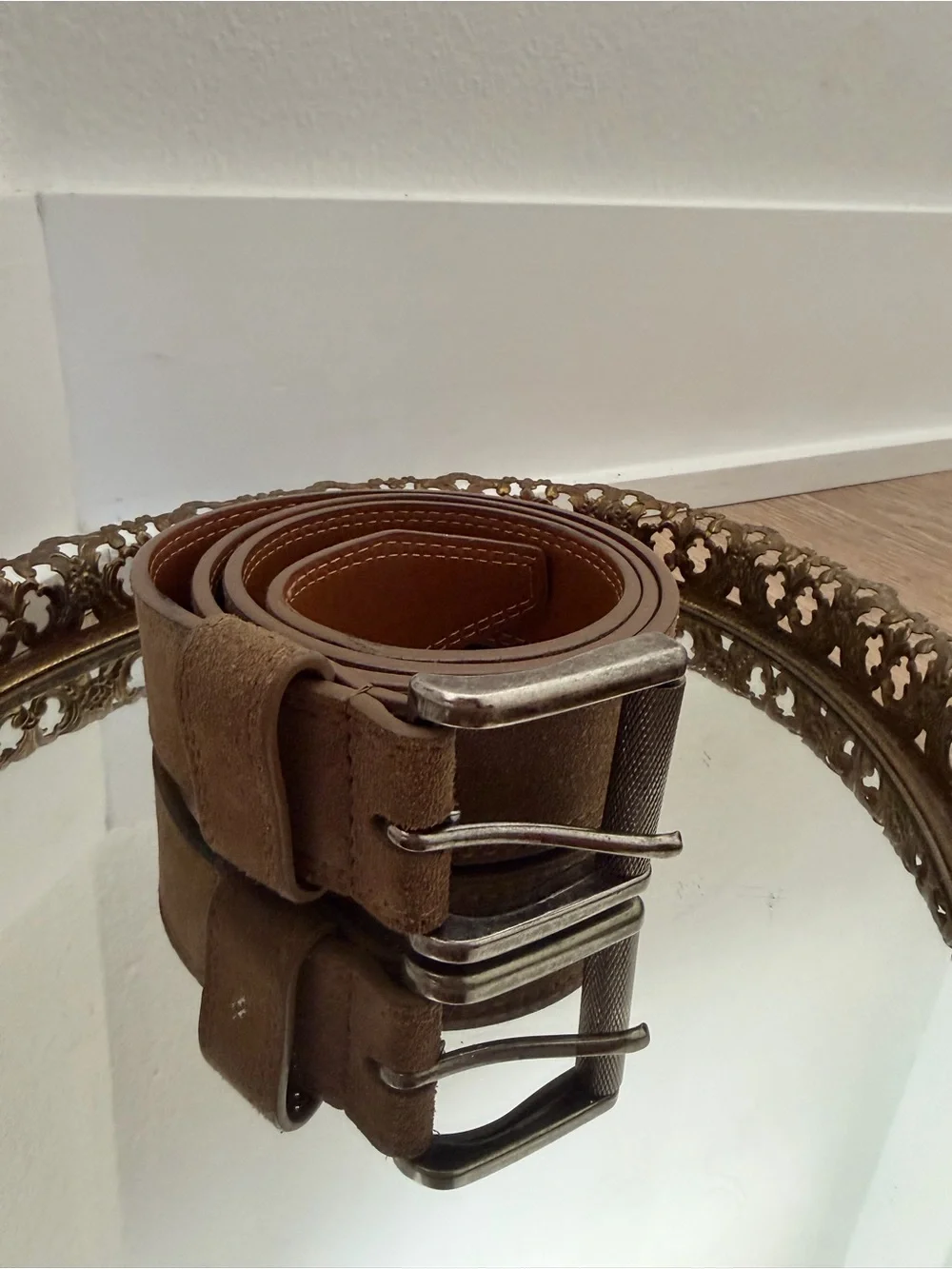 Nordstrom 1901 Men’s Suede Belt Size 36 Tan Silver Buckle